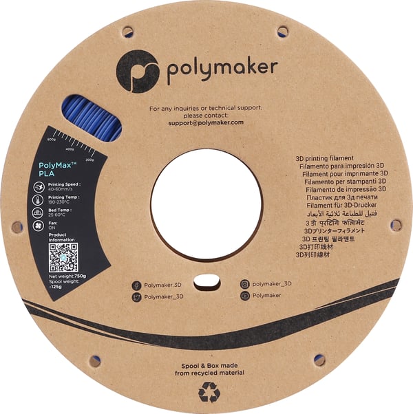 Polymaker PA06005 3D print materiale Polymælkesyre (PLA) Blå 750 g