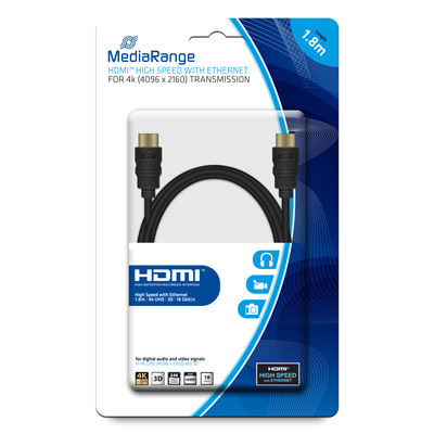 Pikkukuva 1 / 2: MediaRange MRCS156 HDMI-kaapeli 1,8 m HDMI-tyyppi A (vakio) Musta
