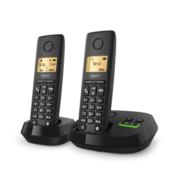 Miniatyrbild 6 av 8: Gigaset PURE 100A Duo Analog telefon/DECT-telefon Namn och uppringnings-ID Svart