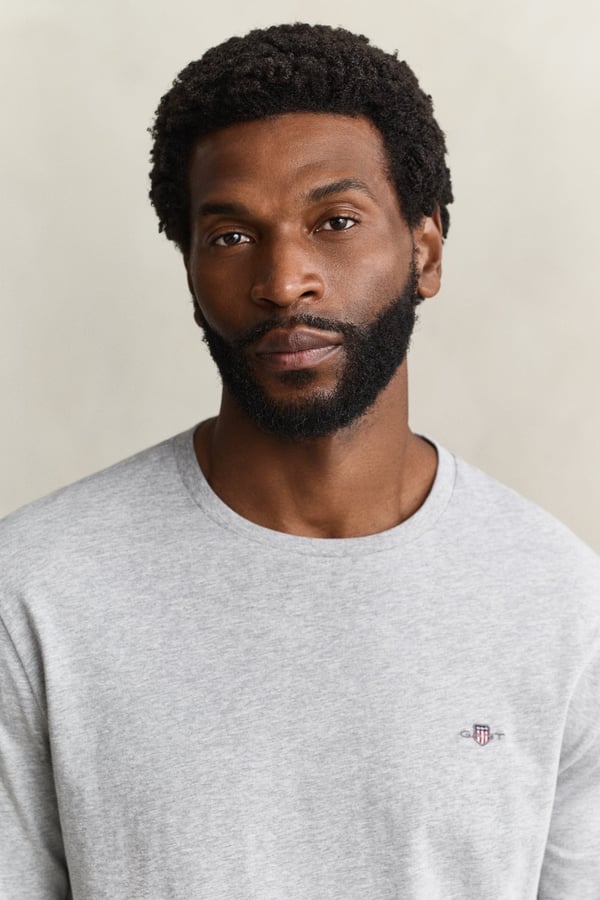 Gant 2004049-93 T-shirt Rib-knit neckline Langærmet Bomuld