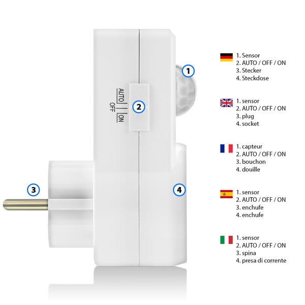 Miniatyrbillede 4 af 6: deleyCON MK898 bevægelsessensor Infrarød sensor Ledningsført Hvid