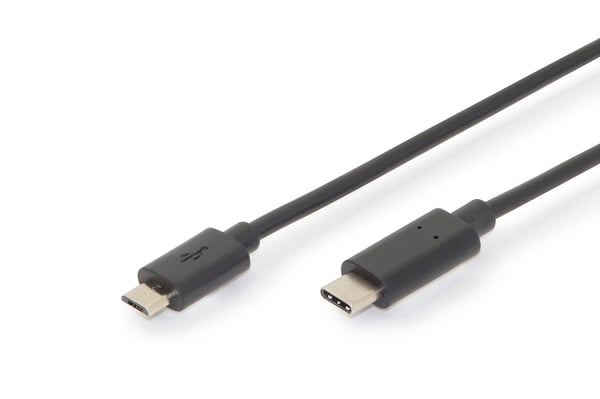 Miniatyrbillede 1 af 3: Digitus AK-300137-018-S USB-kabel USB 2.0 1,8 m USB C Micro-USB B 0,48 Gbit/sek. Sort