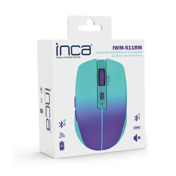 Inca IWM-511RM hiiri Office Oikeakätinen RF Wireless + Bluetooth + USB Type-C Optinen 1600 DPI