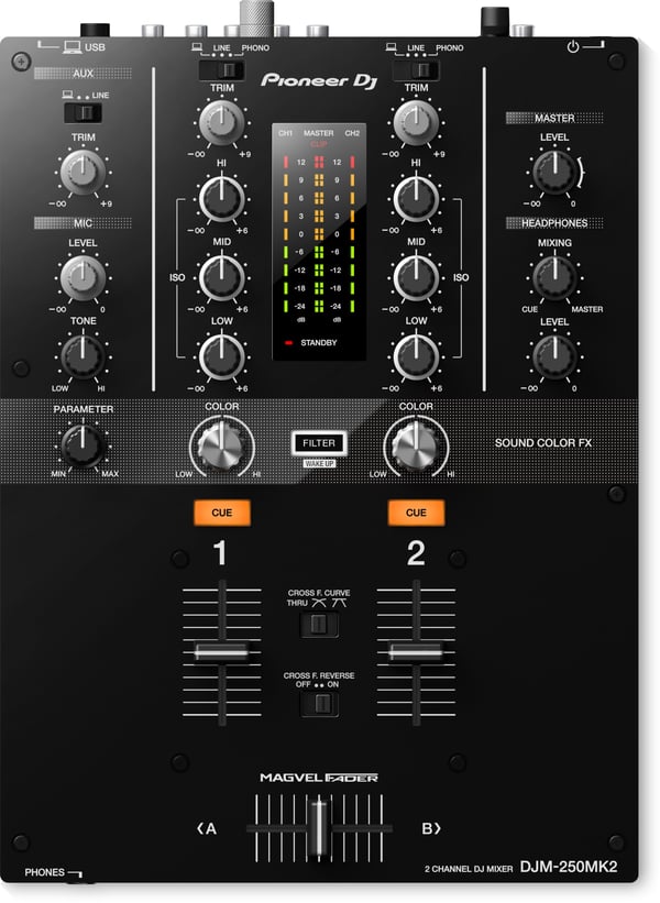 Miniatyrbild 1 av 4: Pioneer DJM-250MK2 ljudmixbord 2 kanaler 20 - 20000 hz Svart