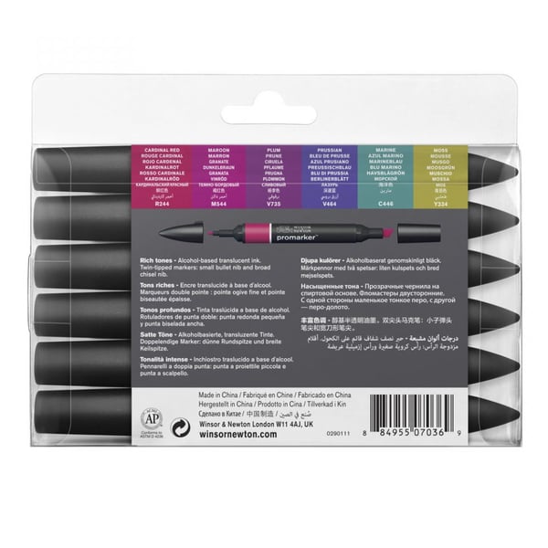 Miniatyrbild 5 av 7: Winsor & Newton 884955070369 märkpennor 6 styck Diverse Blå, Rosa, Lila, Röd, Violett, Gul
