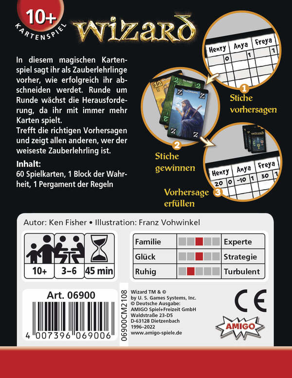 Amigo 06900 brætspil Wizard 45 min. Kortspil Strategi