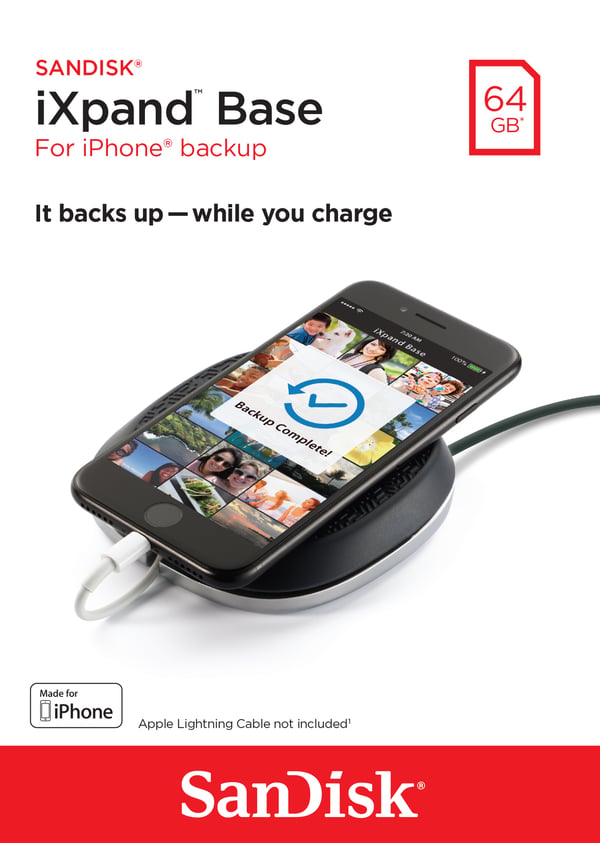 Miniatyrbild 12 av 22: SanDisk iXpand Base Smartphone, Surfplatta Svart, Silver ﻿DC Snabb laddning inomhus