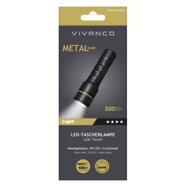Miniatyrbild 2 av 2: Vivanco VNFSHLIGHT500LM ficklampor Svart Ficklampa LED
