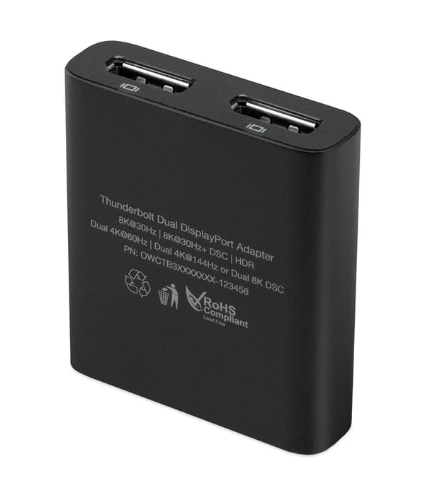 Miniatyrbillede 7 af 8: OWC Thunderbolt Dual DisplayPort Adapter USB grafisk adapter 7680 x 4320 pixel Sort