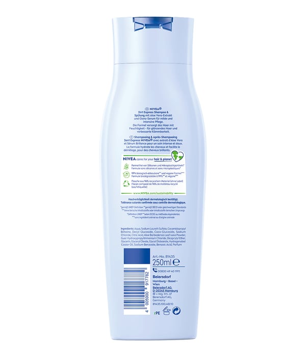 NIVEA 4005900917782 shampoo 250 ml 2-in-1 Shampoo & Hoitoaine Kuluttajille Naisten
