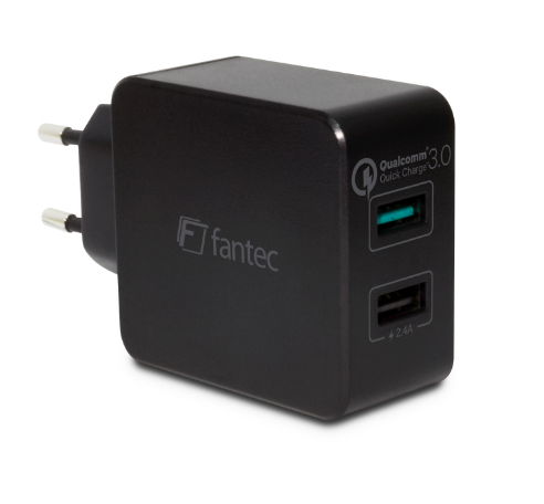 Miniatyrbillede 1 af 2: Fantec QC3-A21 Universel Sort Vekselstrøm Hurtig opladning Indendørs