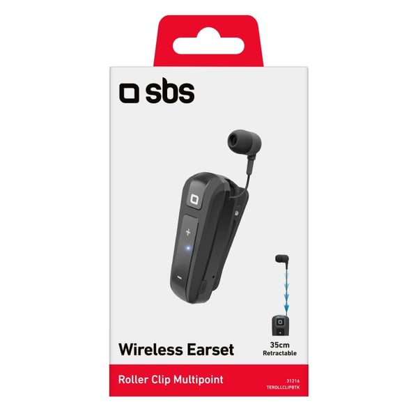 SBS TEROLLCLIPBTK hörlur och headset Trådlös I öra Samtal/musik Bluetooth Svart
