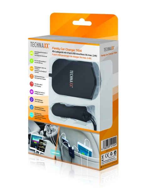 Miniatyrbild 2 av 7: Technaxx Family Car Charger TE14 Smartphone Svart Cigarr tändare Automatisk