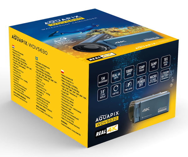 Aquapix WDV5630 Håndholdt videokamera 13 MP CMOS 4K Ultra HD Blå, Grå