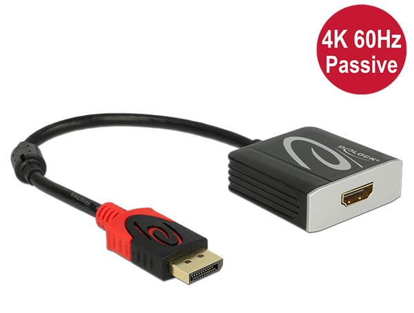 DeLOCK 0.2m, Displayport/HDMI 0,2 m Svart