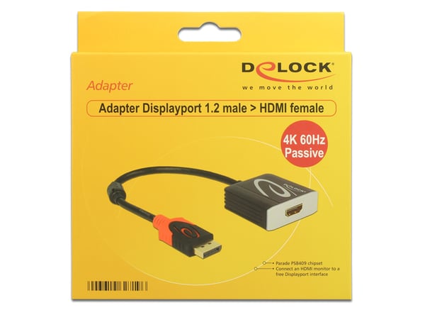DeLOCK 0.2m, Displayport/HDMI 0,2 m Svart