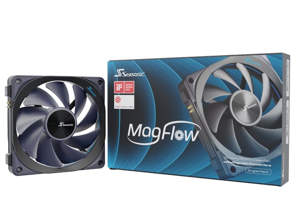Miniatyrbillede 9 af 9: Seasonic MagFlow 1-Fan Kit Computerkabinet Ventilator 12 cm Sort 1 stk