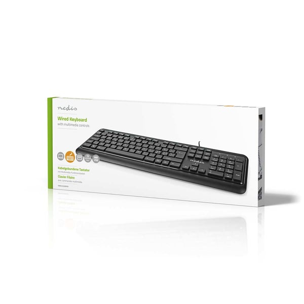 Nedis KBMU200BKND tangentbord Universal USB QWERTY Nordic Svart