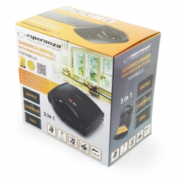 Miniatyrbillede 3 af 4: Esperanza EKT006K sandwichtoaster 700 W Sort