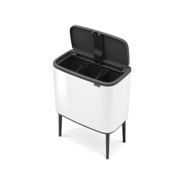 Brabantia 313523 skraldespand 33 L Rektangulær Rustfrit stål Sort, Hvid