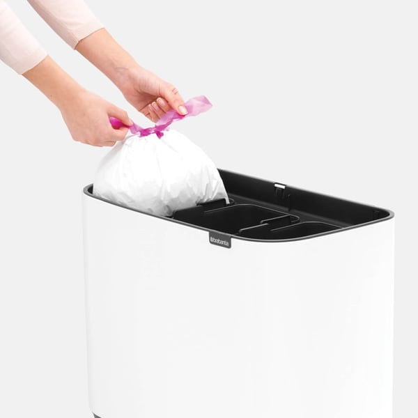Brabantia 313523 skraldespand 33 L Rektangulær Rustfrit stål Sort, Hvid