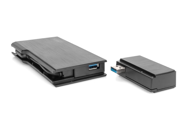 Digitus DA-70894 kannettavien tietokoneiden telakka ja porttitoistin Langallinen USB 3.2 Gen 1 (3.1 Gen 1) Type-A Musta