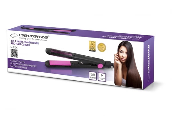 Pikkukuva 2 / 3: Esperanza EBP002 hiustenmuotoilija Suoristusrauta Lämmin Musta, Purppura 35 W