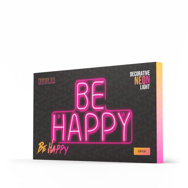 Forever Light Neon PLEXI LED BE HAPPY pink NNE10 Koristevalohahmo