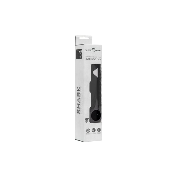 White Shark MP-1965 SHARK M Spelmusmatta Svart, Vit