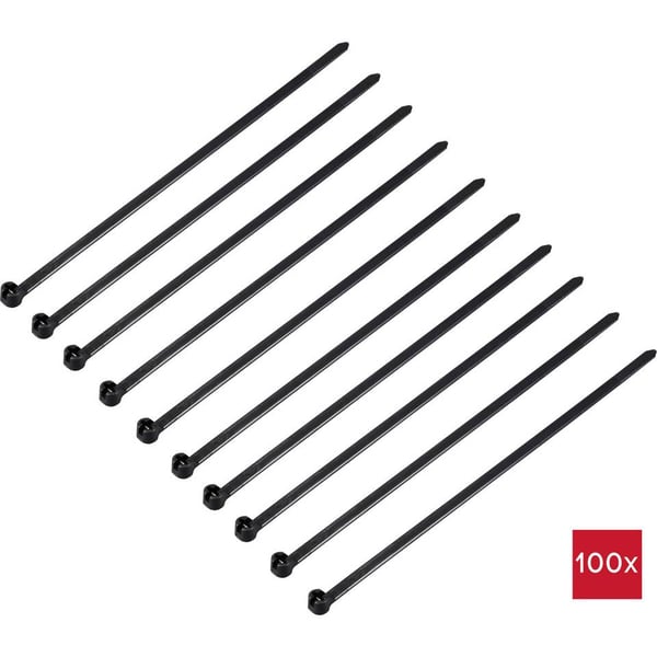 Miniatyrbillede 2 af 2: TRU COMPONENTS TC-12814140 kabelsamler Stige kabelbinder Polyamid Sort 100 stk
