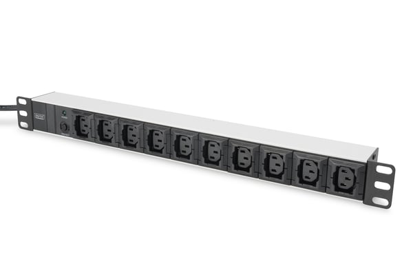 Miniatyrbillede 1 af 5: DIGITUS Stikdåse med aluminiumsprofil, 10-dobbelt, 2 m tilførselsledning IEC C14 stik