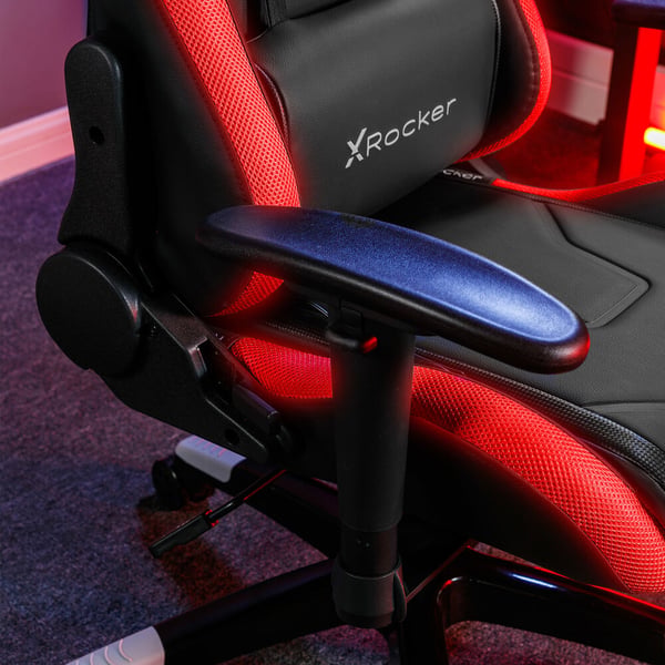 Miniatyrbillede 4 af 8: X Rocker 2023028 video spillestol PC gamingstol Polstret sæde Sort