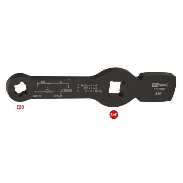 KS Tools 3/4\" Schlag-Torx-E-Schlüssel mit 2 Schlagflächen E20 517.0910 1 stk
