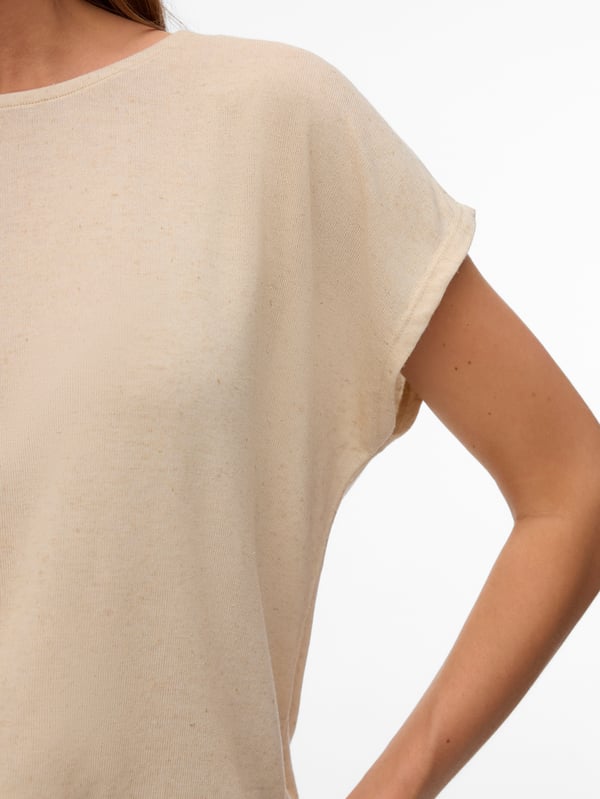 Miniatyrbild 4 av 5: Vero Moda 5715867380268 skjorta och topp T-tröja Rund ringning Kortärmad Viskos, Polyester, Linne, Elastan