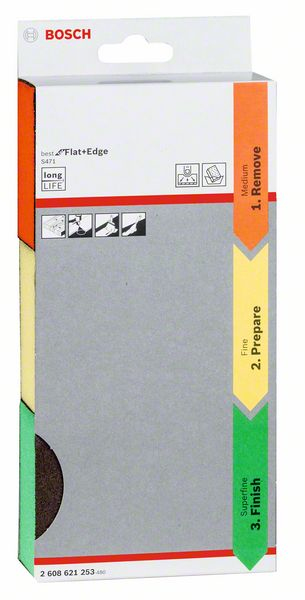 Miniatyrbillede 2 af 2: Bosch 2 608 621 253 sandpapir Slibesvamp Medium/fin grus 3 stk
