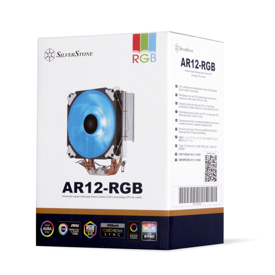 Miniatyrbillede 7 af 7: Silverstone AR12 RGB Processor Køler 12 cm Sort, Rustfrit stål, Hvid