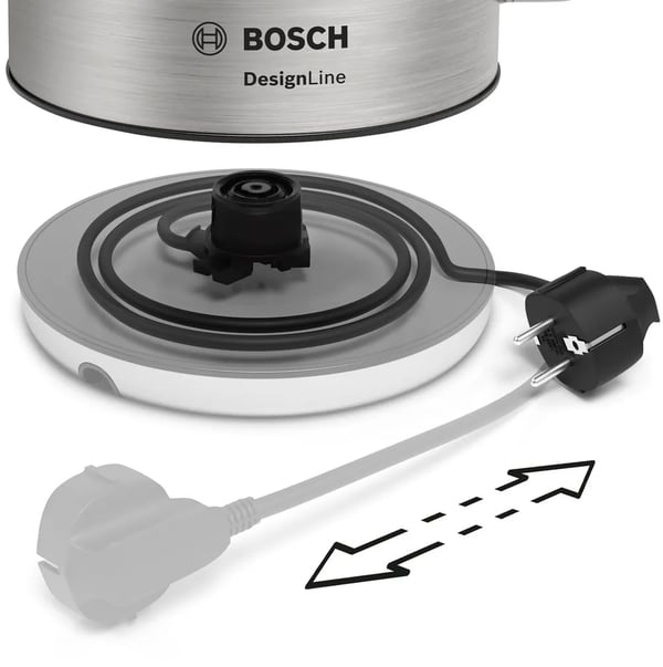 Miniatyrbillede 3 af 17: Bosch TWK4P440 elkedel 1,7 L 2400 W Sort, Rustfrit stål