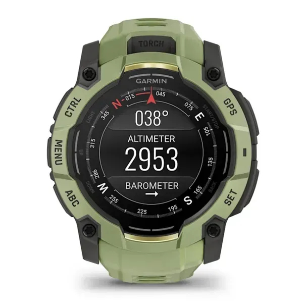 Miniatyrbillede 1 af 14: Garmin Instinct 3 AMOLED 3,3 cm (1.3") 50 mm Digital 416 x 416 pixel Berøringsskærm Grøn, Grå GPS (satellit)