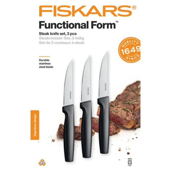Fiskars 1057564 køkkenkniv Rustfrit stål 3 stk Steak kniv