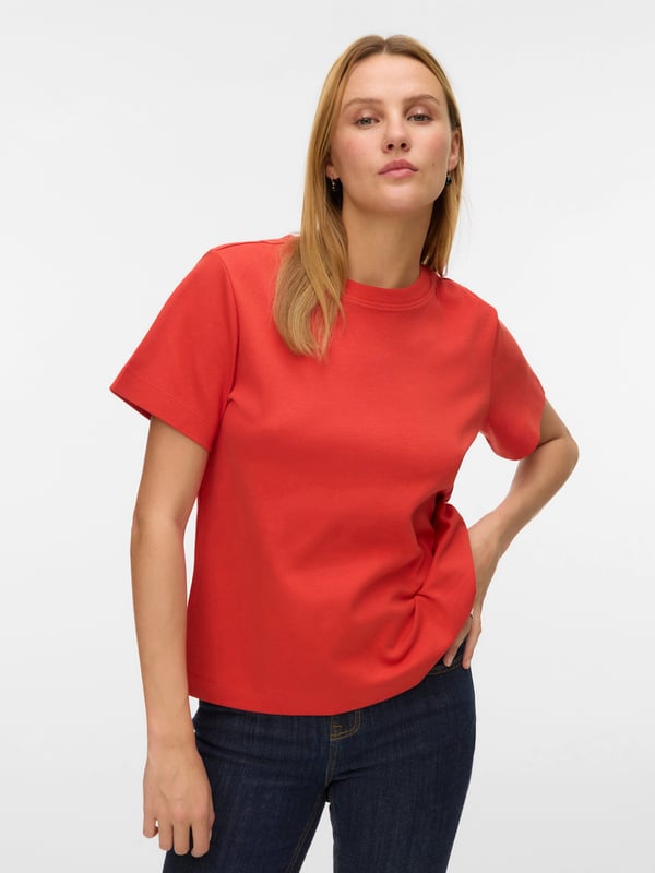 Vero Moda AWNAIMA T-Shirt,10294544,XS Rund krave Kort ærme Bomuld