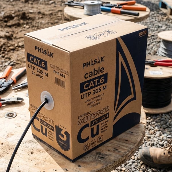 Phasak BOBINA DE CABLE RJ45 UTP PHR 669 CAT.6/ 305M/ GRIS netværkskabel Lys grå Cat6 S/FTP (S-STP)