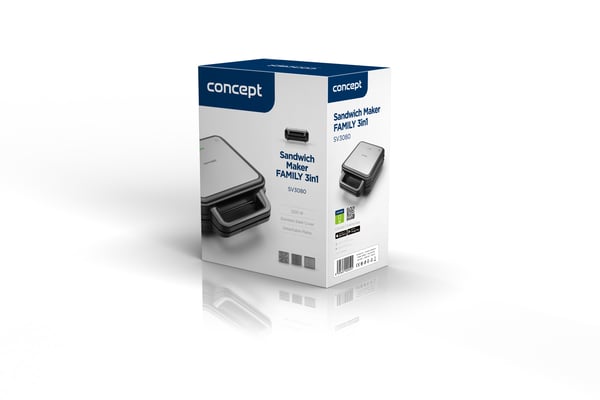 Miniatyrbild 3 av 9: Concept SV3080 smörgåsgrill 1200 W Rostfritt stål, Svart