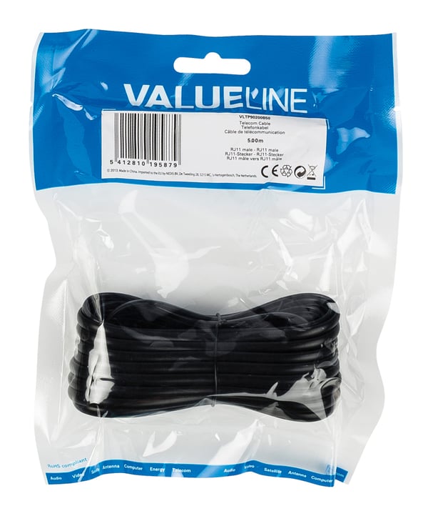 Valueline VLTP90200B50 puhelinjohto 5 m Musta