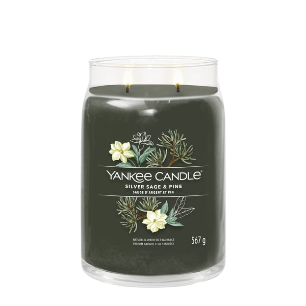 Yankee Candle Silver Sage & Pine vokslys Cylinder Træ Grøn 1 stk