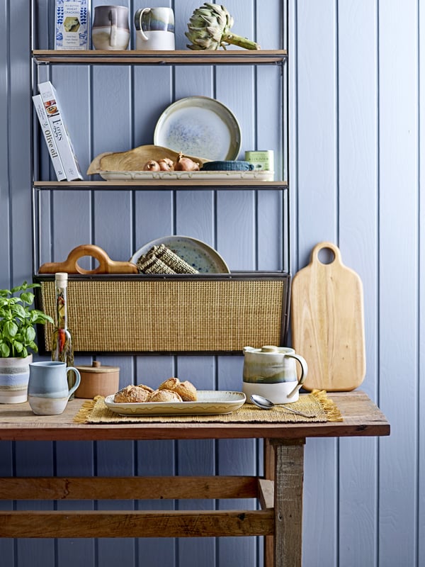 Bloomingville Lesley Modulhylde Vægmonteret Jern, Rattan Brun