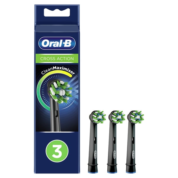 Miniatyrbillede 1 af 4: Oral-B CrossAction 80339540 børstehoved til elektrisk tandbørste 3 stk Sort