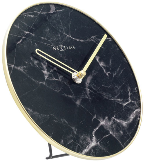 NeXtime Marble Kvartsur Rund Sort, Guld