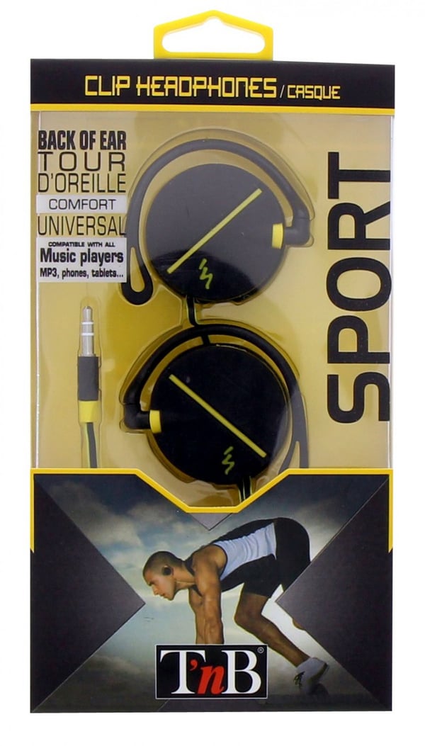 T'nB CSSPCLIP hovedtelefoner/headset Ledningsført Ørekrog Sort, Gul