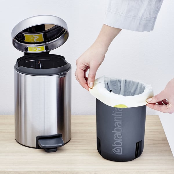 Miniatyrbild 4 av 11: Brabantia Pedal Bin newIcon Rund Borstat stål