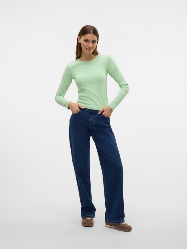 Miniatyrbild 6 av 6: Vero Moda VMCHLOE T-Shirt,10306897,XS T-tröja Rund krage Långärmad Elastan, Bomull